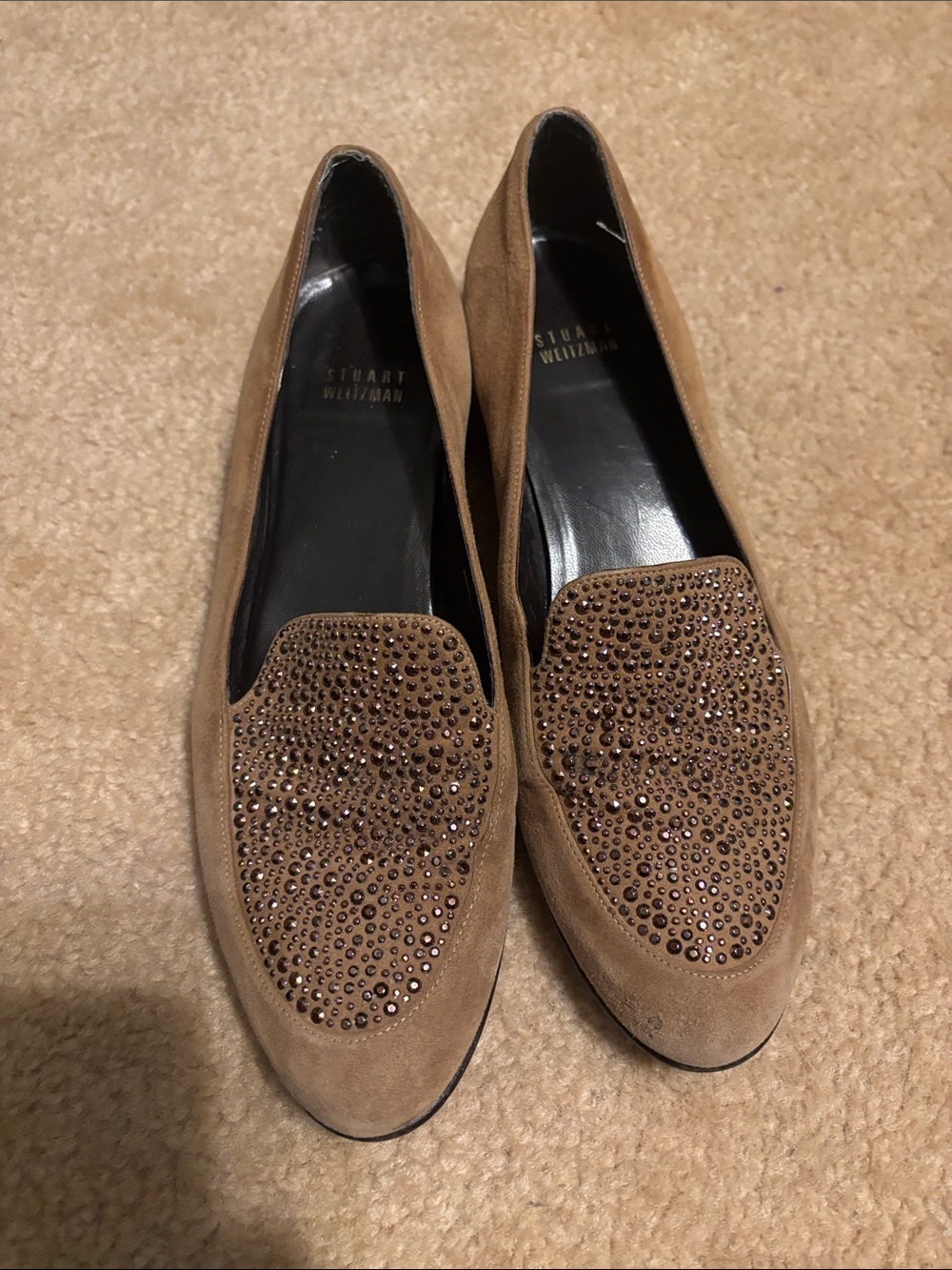 Stuart Weitzman suede slipbead loafers